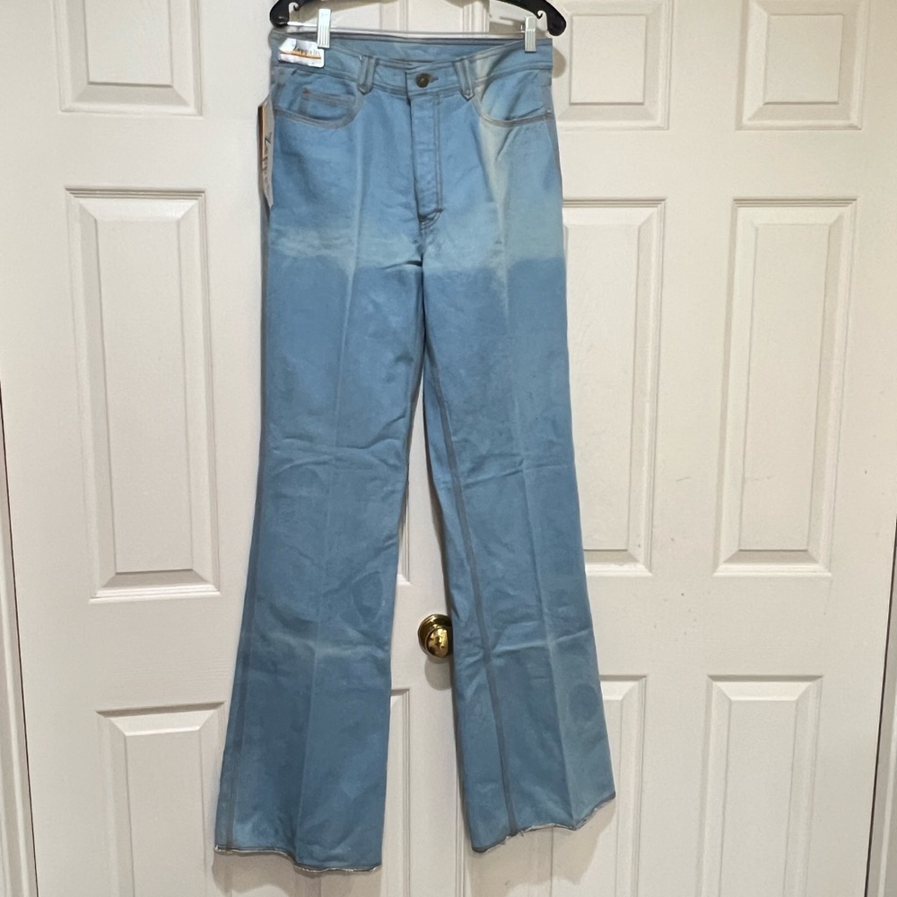 Zeppelin 70s bell bottom blue distress fading jeans women 34 Y2k vintage retro